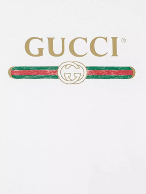 Camiseta oversized com estampa GUCCІ - Branca cremosa